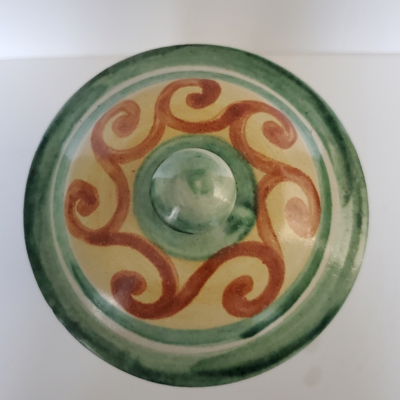 Handpainted MEXICAN ART POTTERY Tall Ceramic Jar Canister Food Storage Signed - Picture 5 of 10